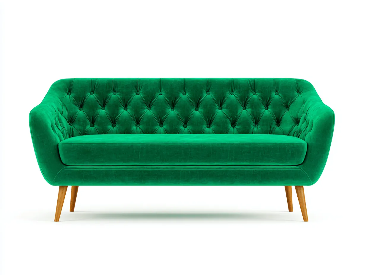 Sofás lineales de terciopelo 180x80x85 cm - verde - diseño moderno con capitoné-Kasarainterior