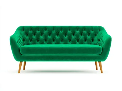 Sofás lineales de terciopelo 180x80x85 cm - verde - diseño moderno con capitoné-Kasarainterior