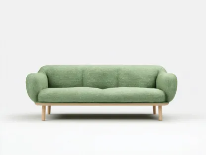 Sofás lineales tela 200x85x80 cm verde con patas madera estilo nórdico moderno-Kasarainterior