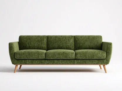 Sofás lineales de tela 200x85x85 cm - verde - diseño moderno con patas de madera-Kasarainterior