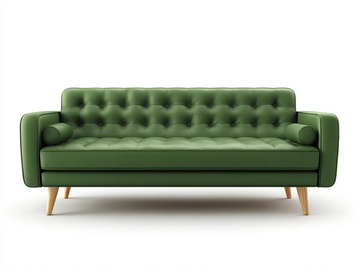 Sofás lineales tapizado cuero sintético 3 plazas 210x85x80 cm - verde - diseño moderno-Kasarainterior