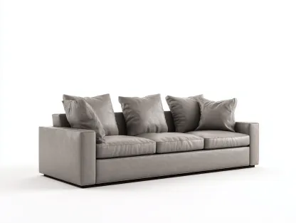 Sofás lineales cuero sintético 220x90x85 cm gris con cojines estilo moderno minimalista-Kasarainterior