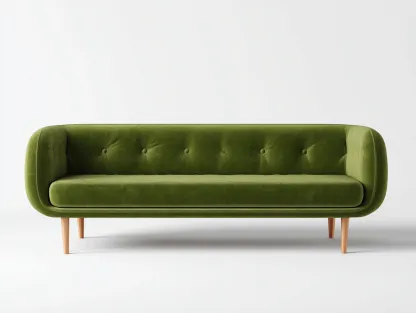 Sofás lineales terciopelo 200x85x80 cm - verde - diseño moderno minimalista-Kasarainterior