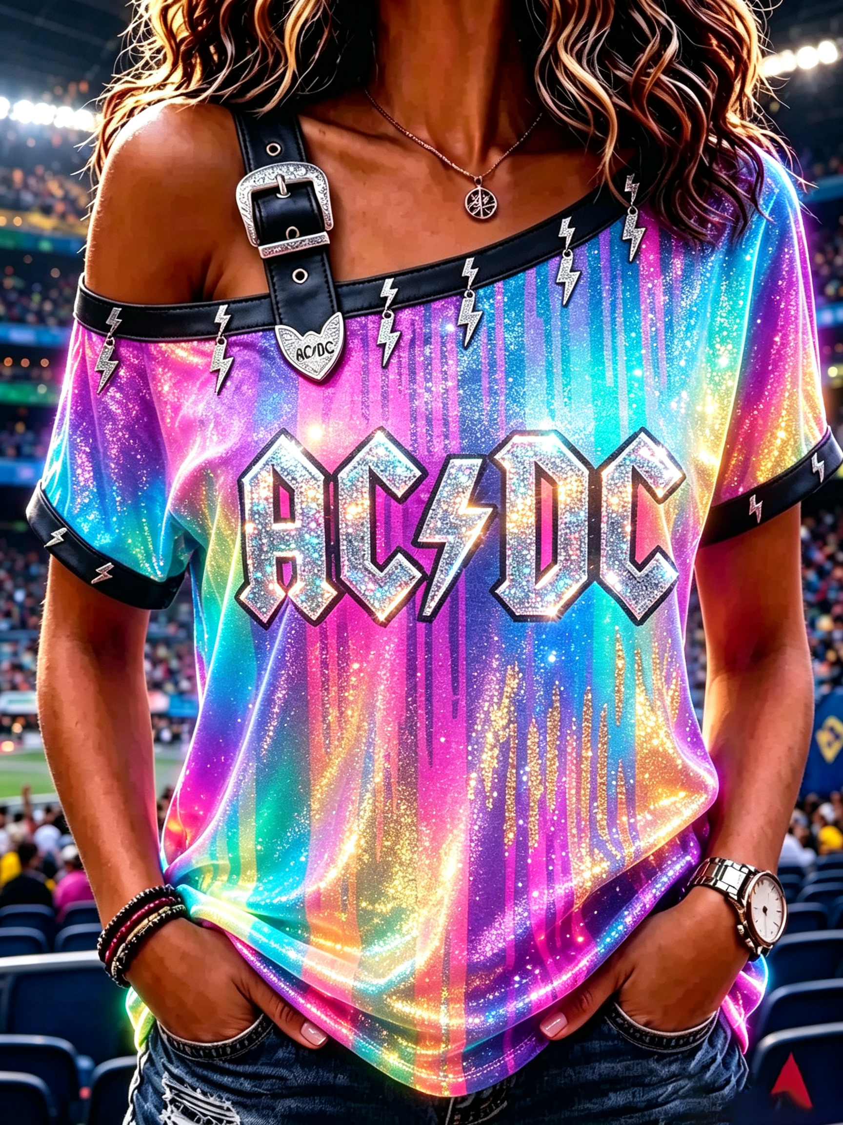 Women's Casual ACDC Print T-Shirt