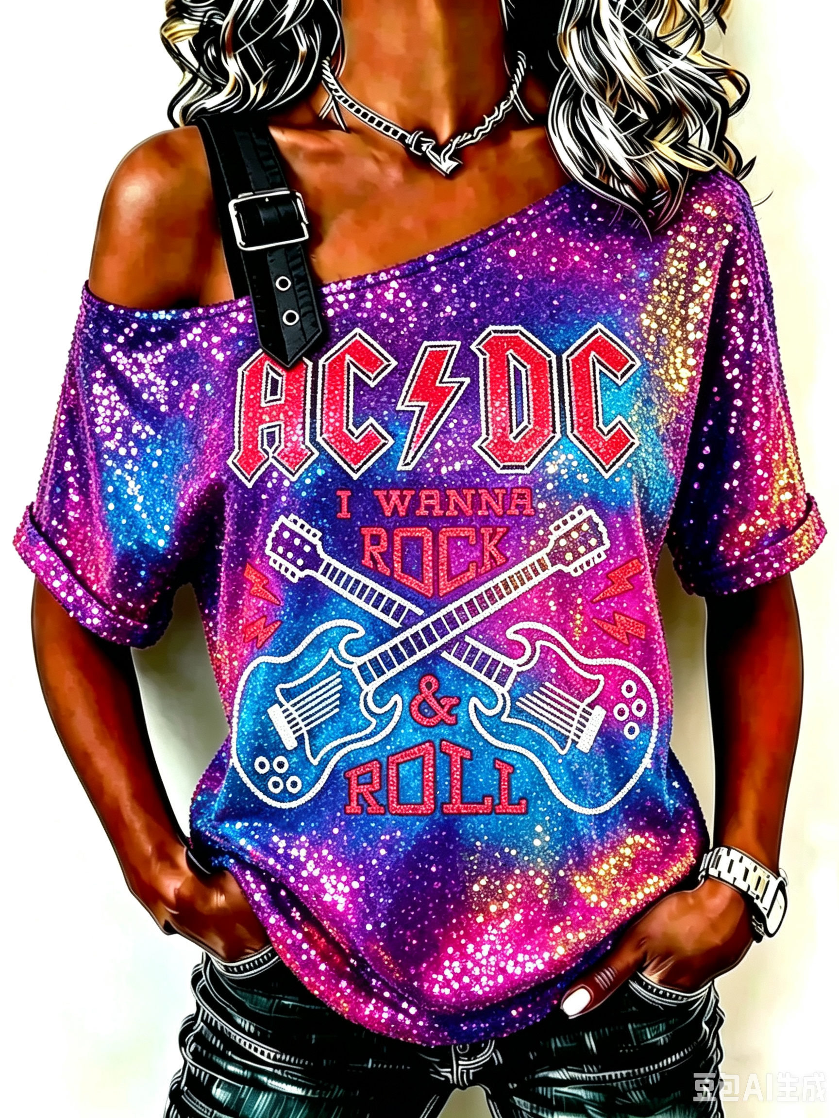 Women's Casual ACDC Print T-Shirt