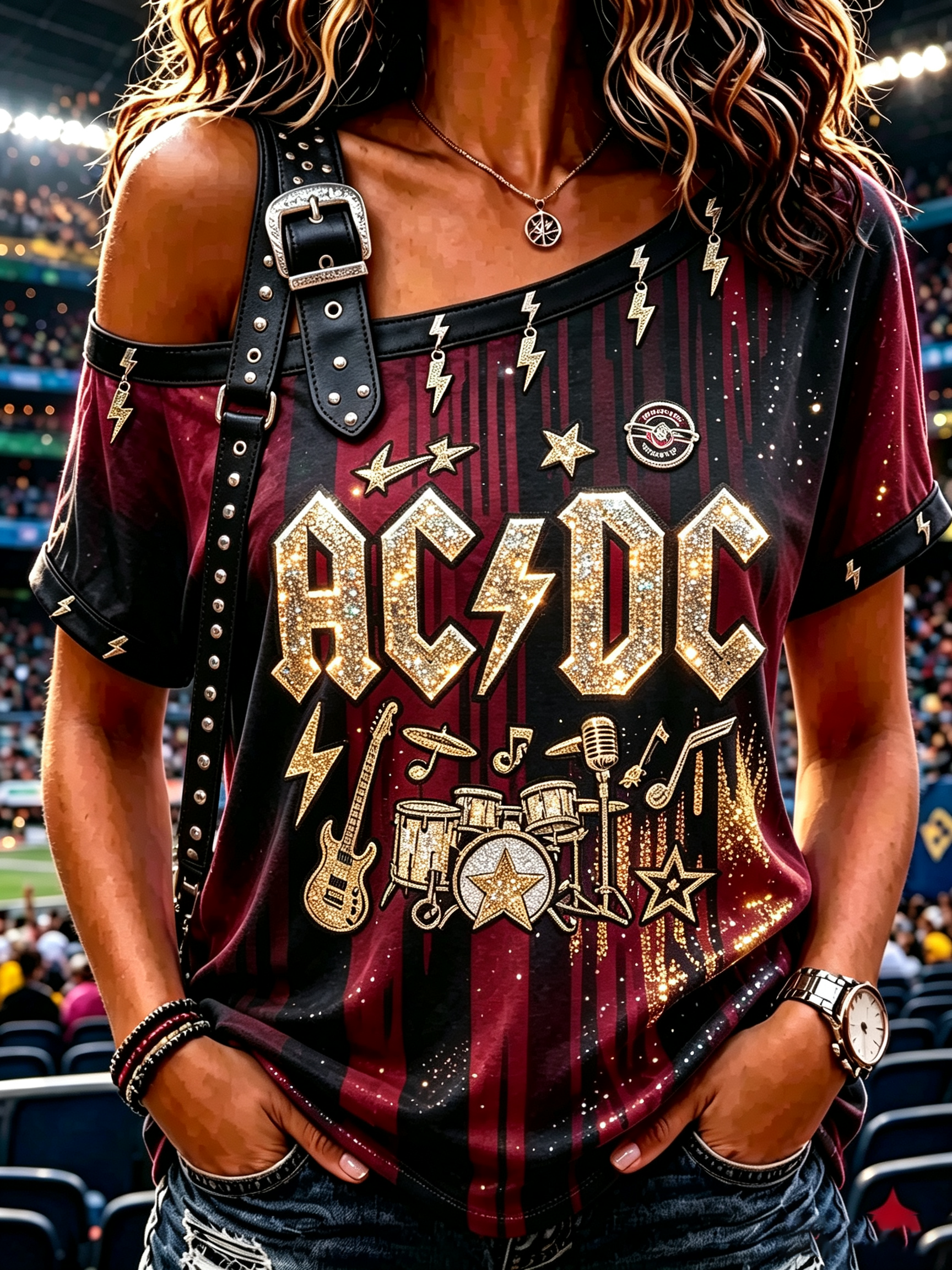 Women's Casual ACDC Print T-Shirt