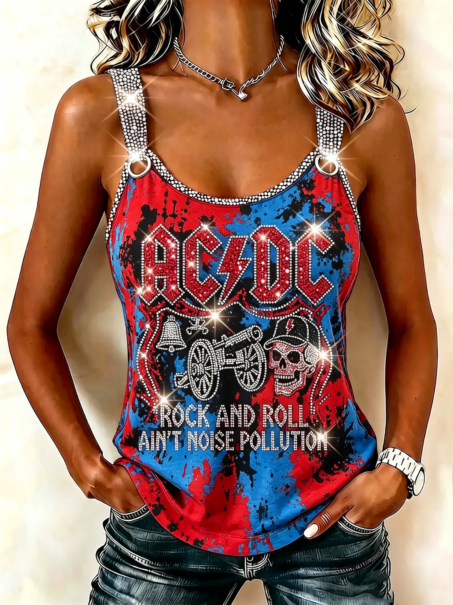 Women's AC/DC Rock And Heavy Metal Sleeveless Fan Vest