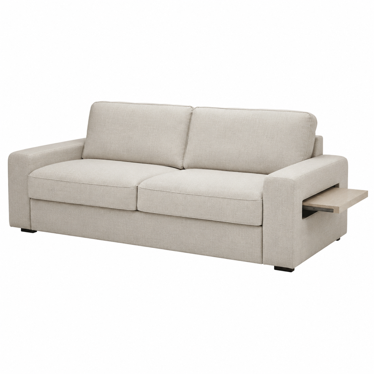 Multifunktions Sofa Kieselbeige mit ausziehbarem Beistelltisch 240 cm-Furnologyhome