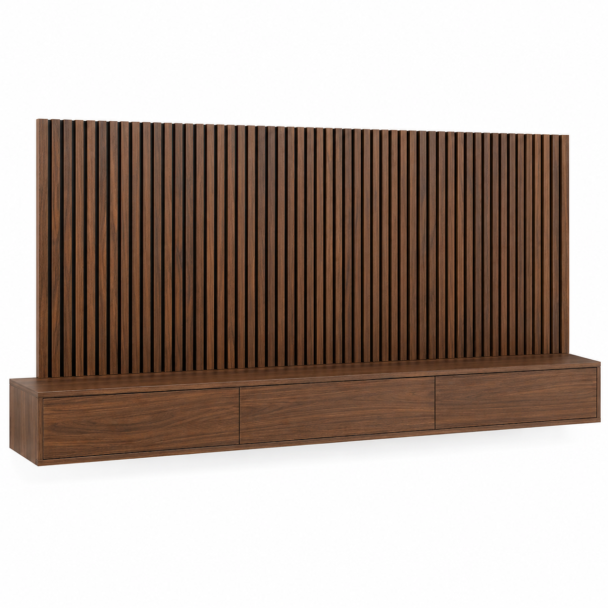 Schwebendes Medienboard Walnuss mit Akustikfront 200 cm-Furnologyhome