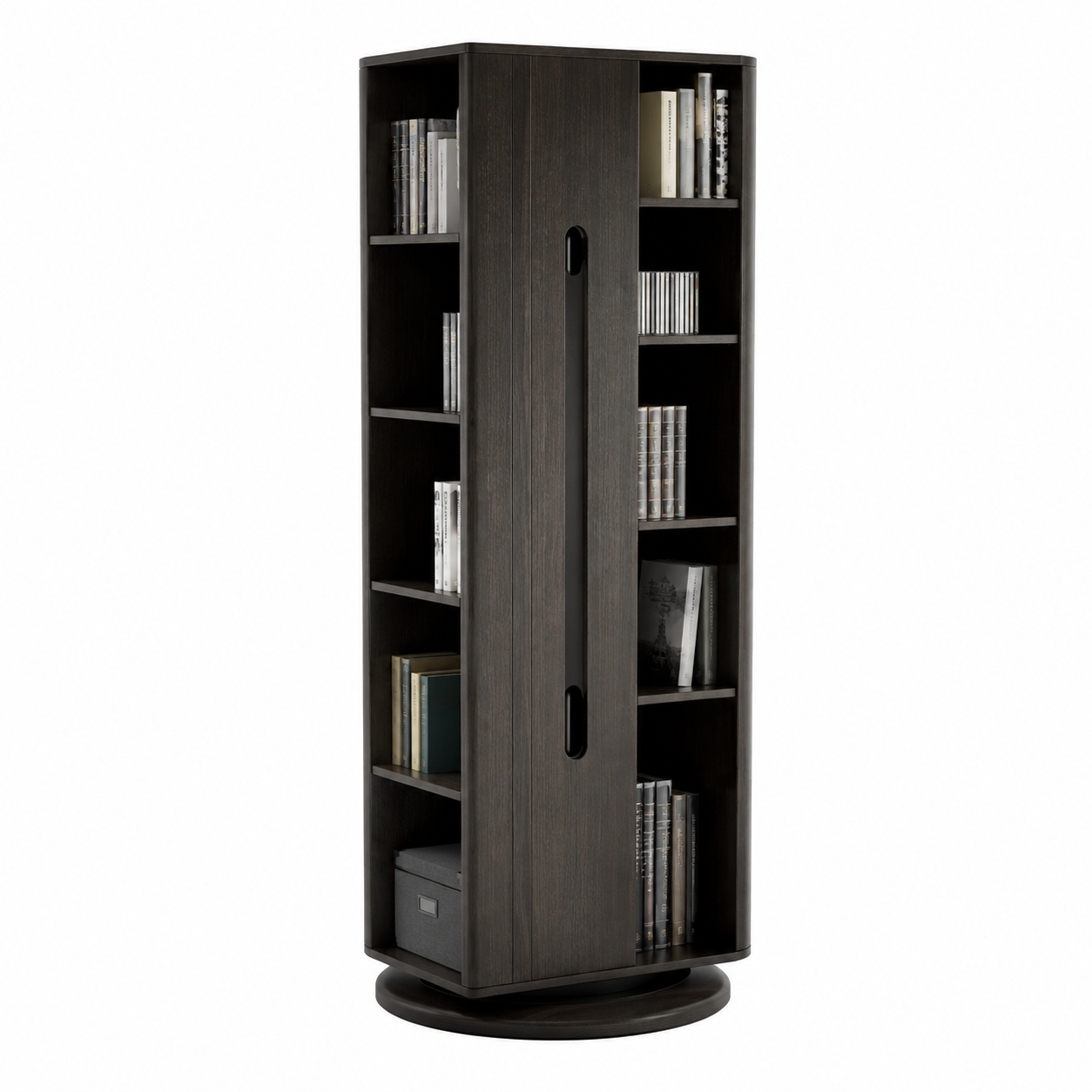 Drehbares Medienregal Schwarzbraun mit Kabelkanal 180 cm-Furnologyhome