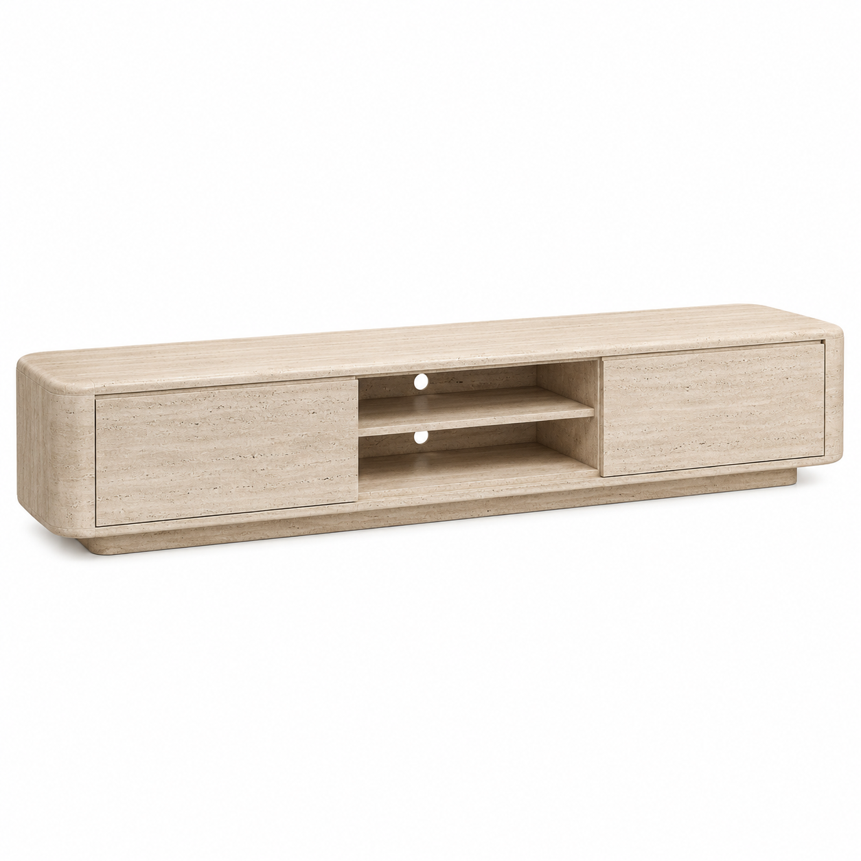 Lowboard Travertin Beige mit Rundkanten 180 cm-Furnologyhome