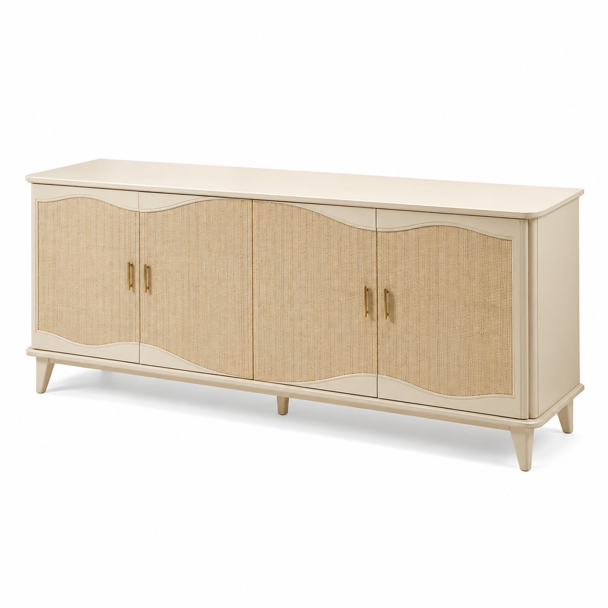 Wellen Sideboard Creme mit Rattanstruktur 180 cm-Furnologyhome