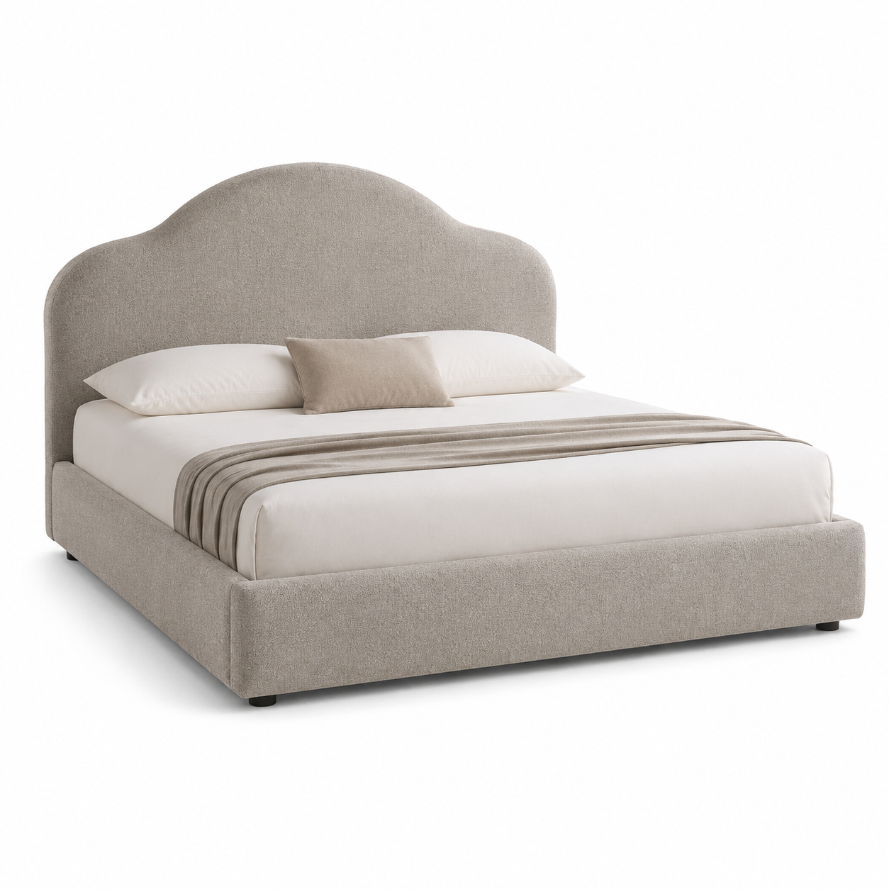 Polsterbett Wolkenform Greige mit hohem Kopfteil 180 x 200 cm-Furnologyhome
