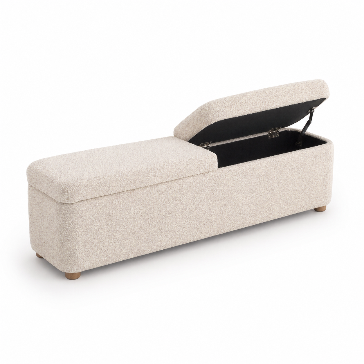 Bettruhe Bouclé Creme mit seitlicher Öffnung 160 cm-Furnologyhome
