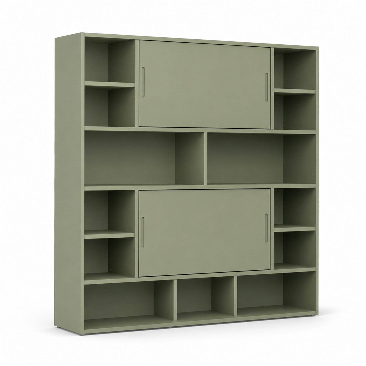 Modulares Schlafzimmerregal Salbei mit Schiebetüren 200 cm-Furnologyhome