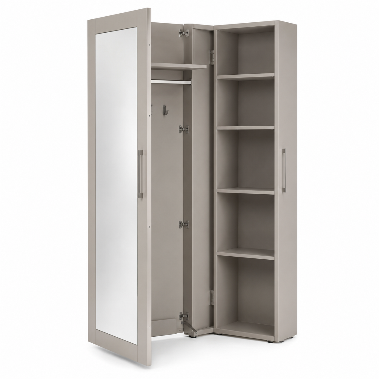 Klappbarer Gästeschrank Greige mit Spiegelpaneel 100 cm-Furnologyhome