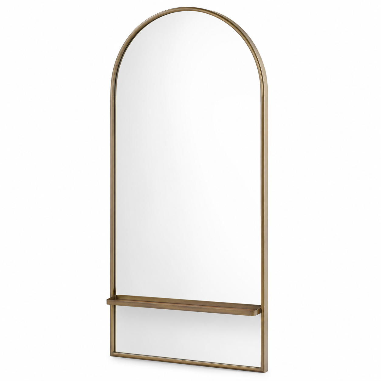 Rundbogen Spiegel Antikmessing mit Ablage 90 x 180 cm-Furnologyhome