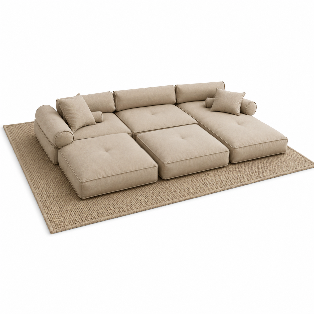 Modularer Bodenkissen Teppich Sand Set für Lounge Zonen-Furnologyhome
