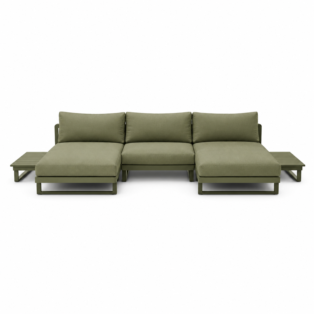 Modulares Garten Sofa Olive mit wetterfesten Kissen 250 cm-Furnologyhome
