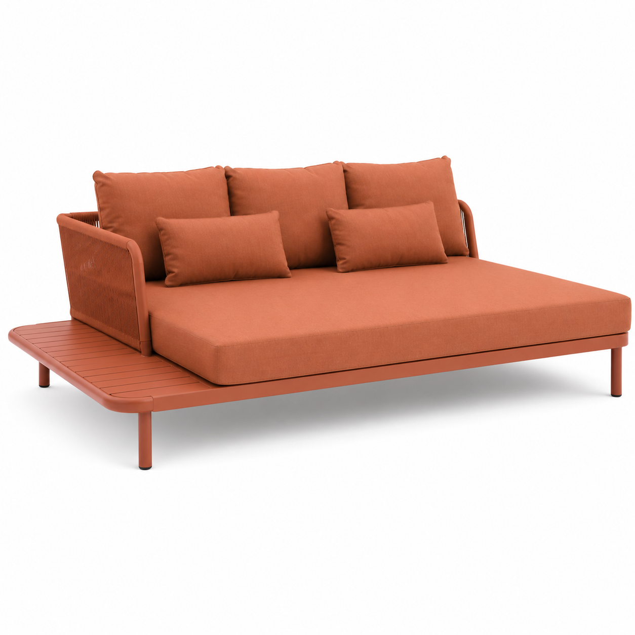 Outdoor Daybed Terrakotta mit seitlichem Ablagetisch 200 cm-Furnologyhome