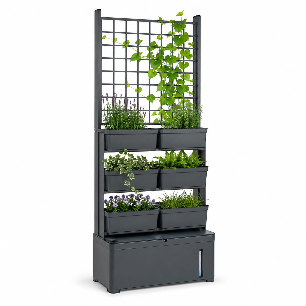 Regenwasser Pflanzwand Graphit mit Rankgitter 160 cm-Furnologyhome