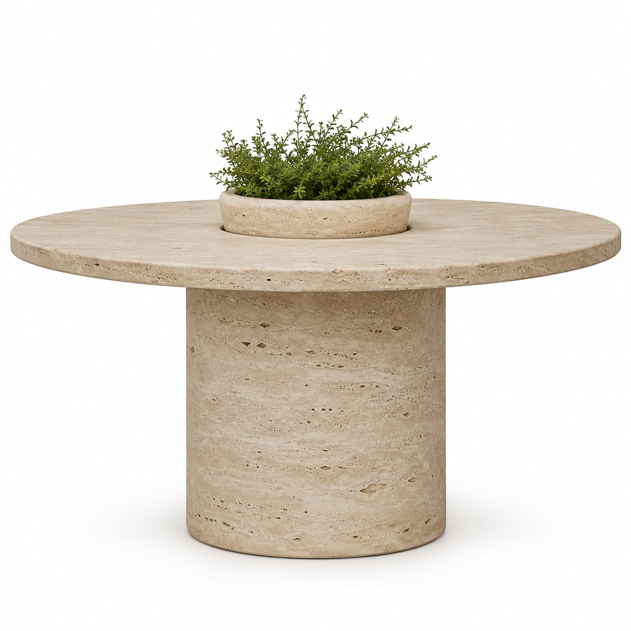 Outdoor Mittelpunkt Tisch Travertinoptik mit Pflanzschale 120 cm-Furnologyhome