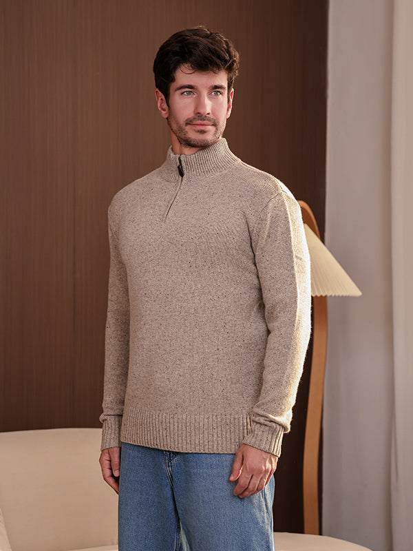 Keegan 1/4 Zip Sweater in Donegal Merino#color_ryewater