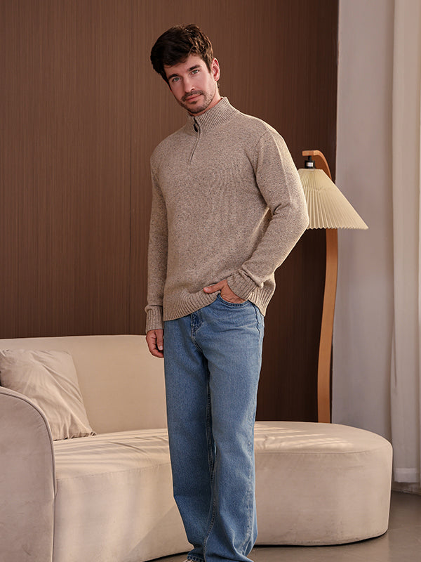 Keegan 1/4 Zip Sweater in Donegal Merino#color_ryewater