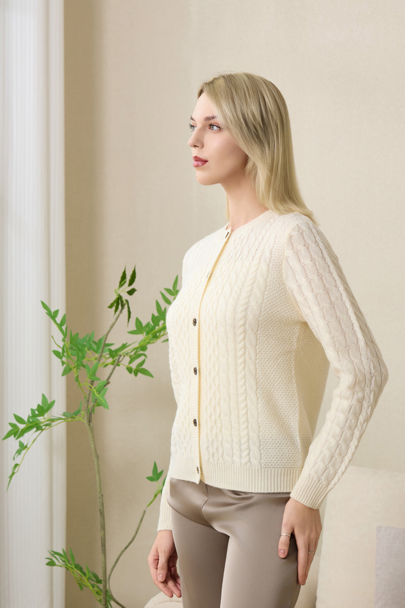 Astra Cable Round Neck Cardigan