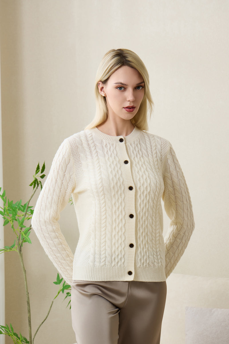 Astra Cable Round Neck Cardigan