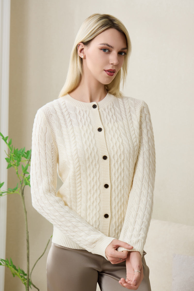 Astra Cable Round Neck Cardigan