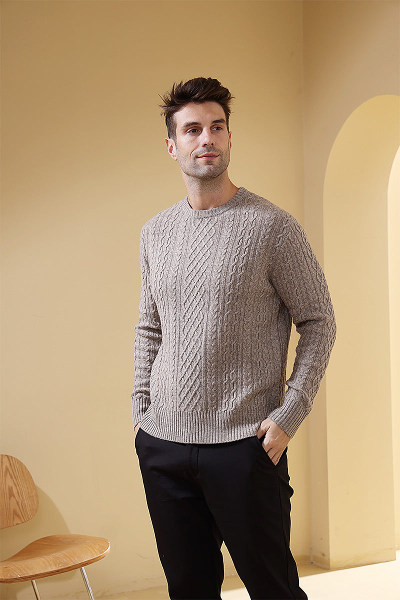 Luxury Mens Aran Sweater Made with Cashmere by Inis Aran Ireland#color_rice-flower