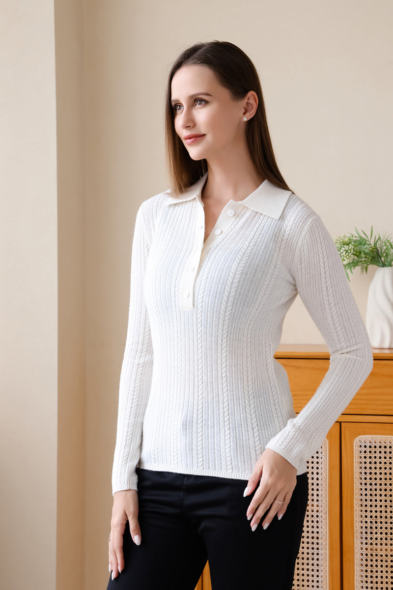 Camila Fine Knit Polo Sweater
