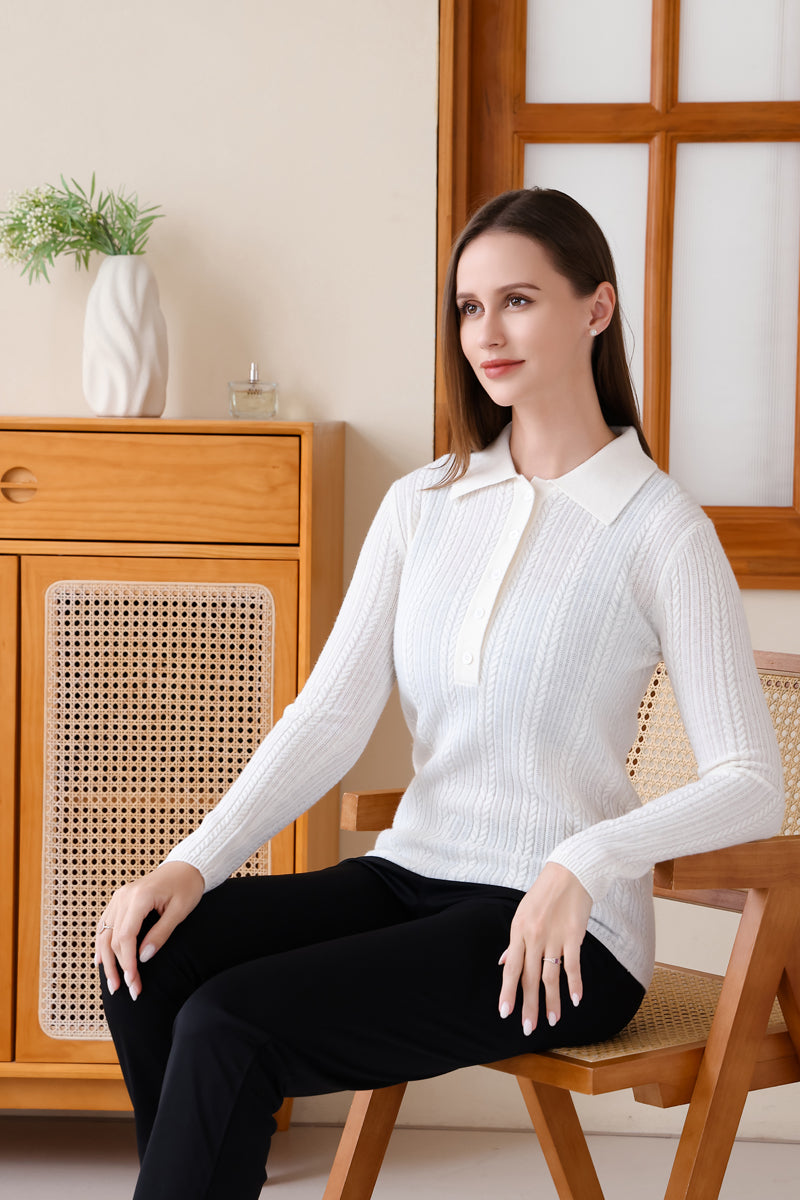 Camila Fine Knit Polo Sweater
