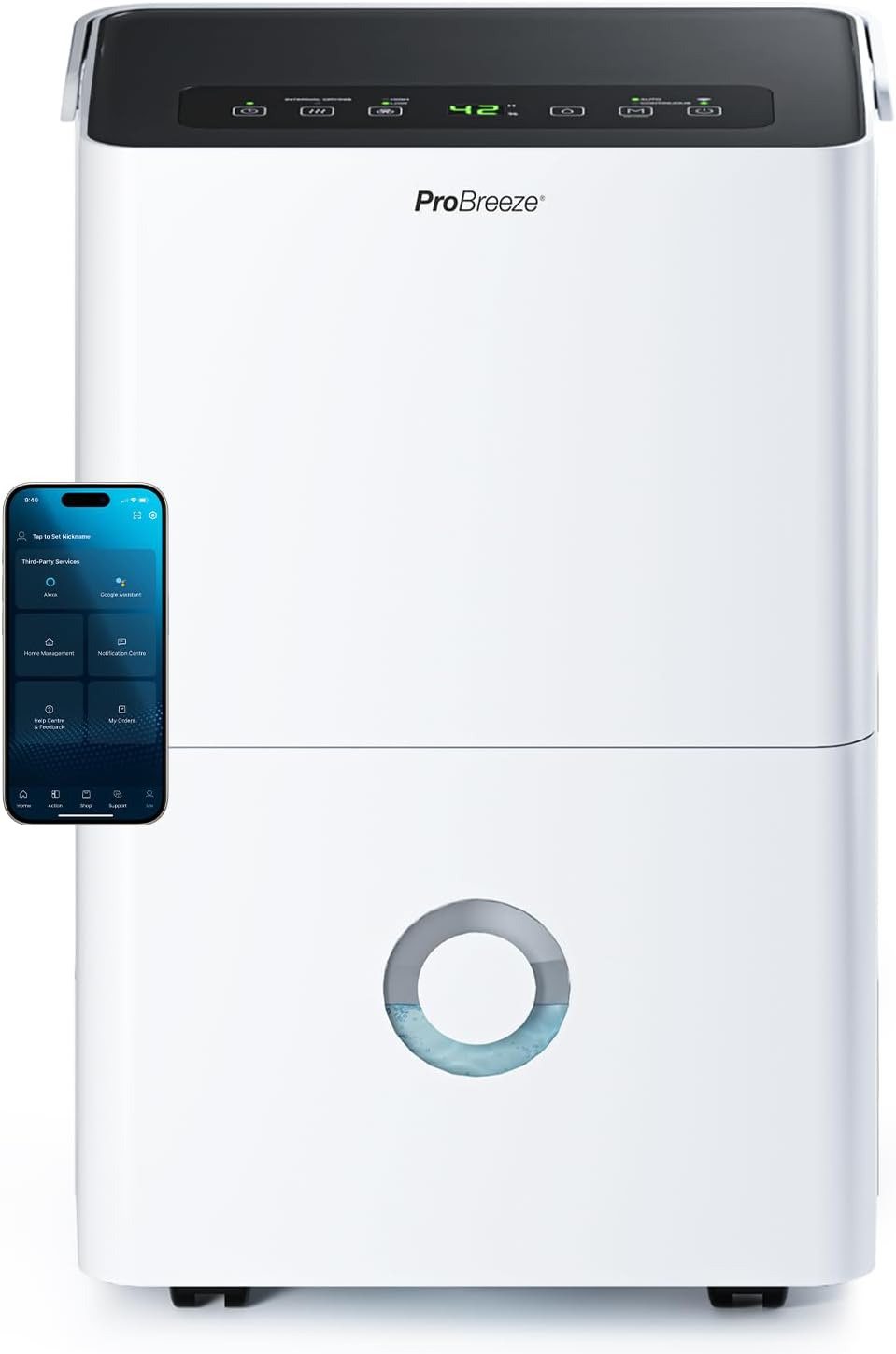 Pro Breeze deshumidificador inteligente 30 L al día - WiFi y compresor - Depósito de 4 L y cuatro velocidades - Temporizador y bloqueo de seguridad-Mavoraadecor