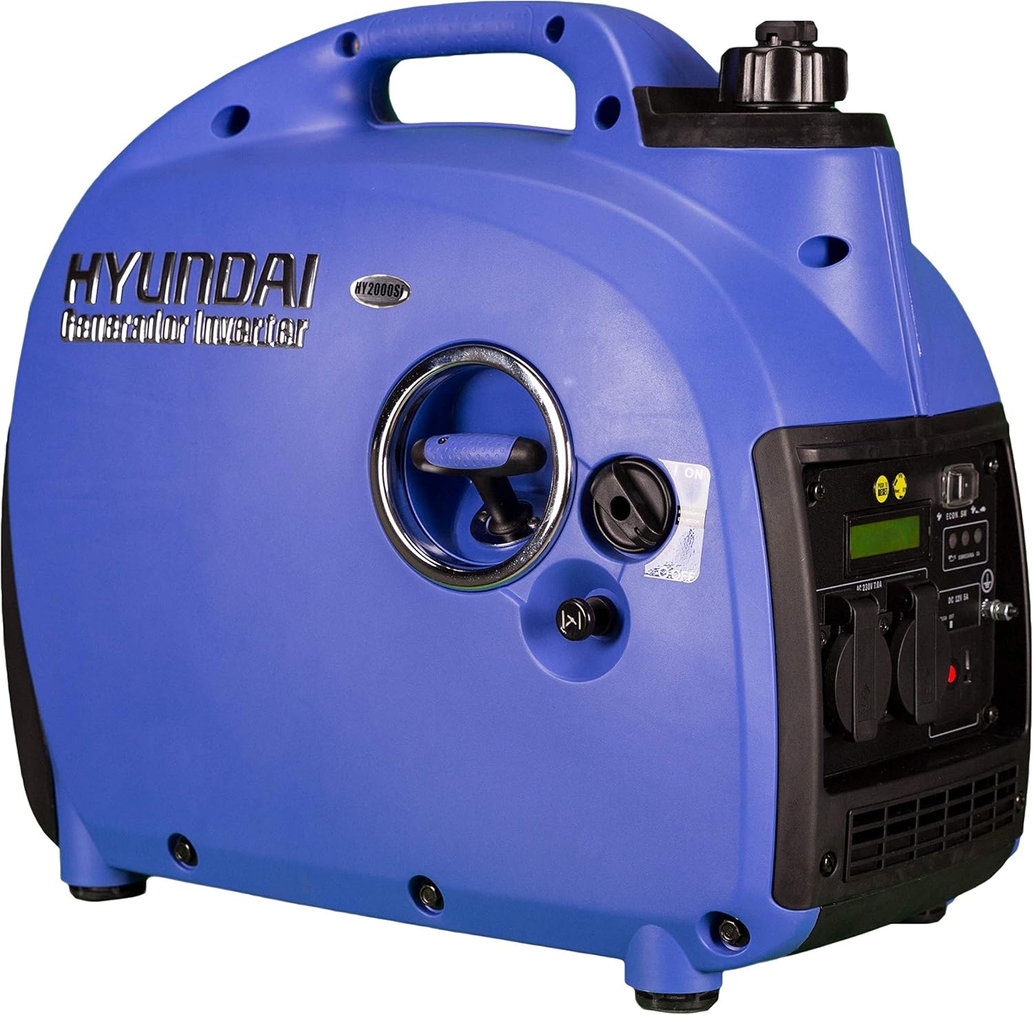 Hyundai HY2000SI PRO generador inverter - Potencia de salida de 2000 W - Tensión de 230 V para camping y hogar - Control automático de ralentí y acabado azul-Mavoraadecor