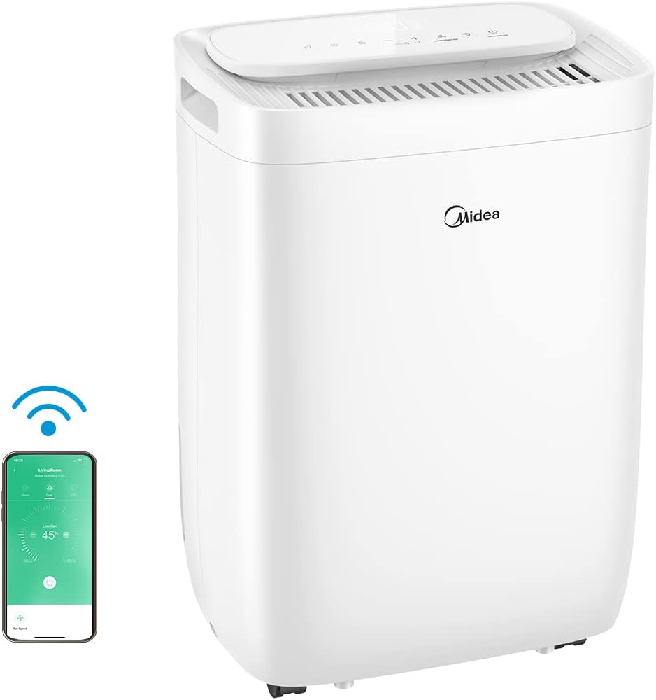 Midea FRESH DRY 10 Deshumidificador 10 L al día - Para estancias de hasta 16 m2 - Control WiFi y filtro HEPA - Temporizador y funcionamiento silencioso-Mavoraadecor