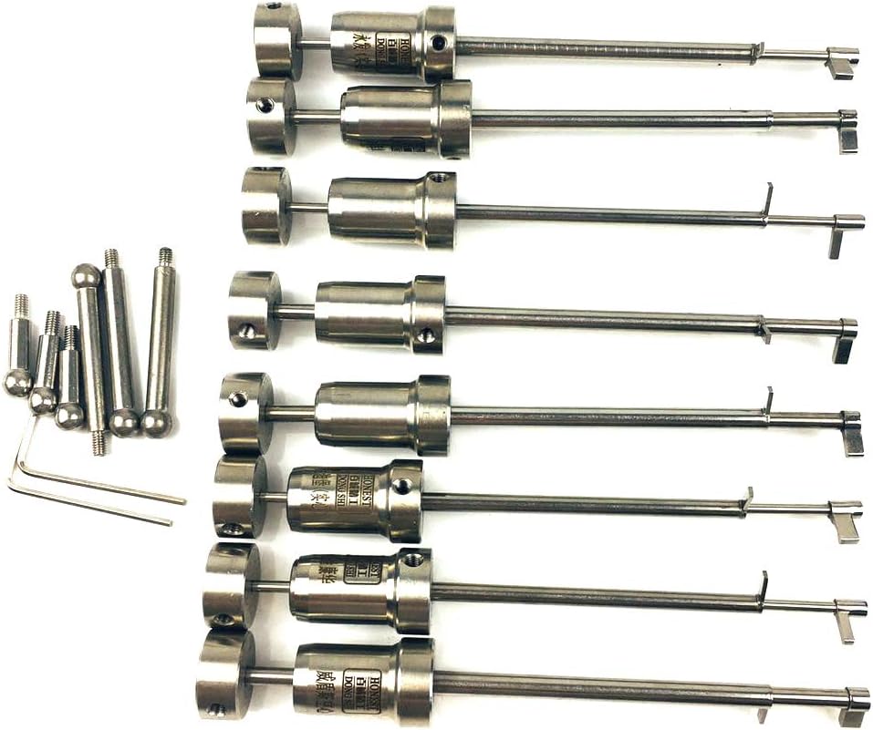 Juego profesional para cerrajería autorizada - Kit de 8 herramientas con bloqueo de hoja - Acero inoxidable plateado - Estuche moderno con llave de control-Mavoraadecor