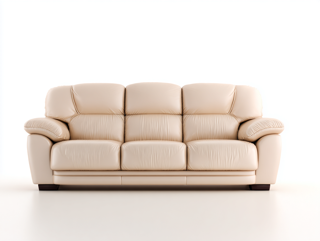 Sofás 3 plazas cuero sintético 205x95x90 cm - beige - diseño moderno acolchado con reposabrazos amplios-Mavoraadecor