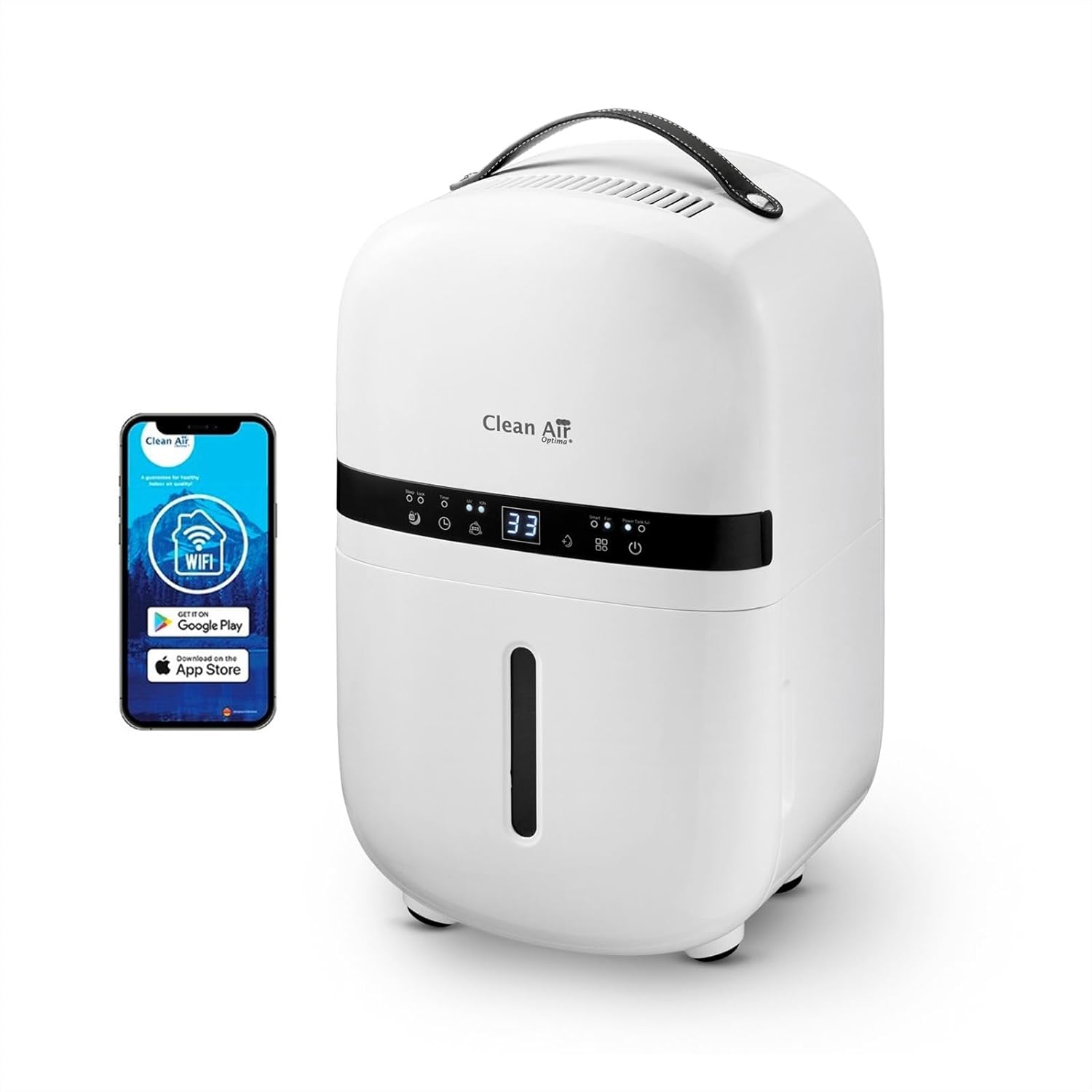 Clean Air Optima CA-702 Smart 5 L al día - Deshumidificador y purificador - Filtro HEPA ionizador y lámpara UV-C - Para espacios de hasta 20 metros cuadrados-Mavoraadecor