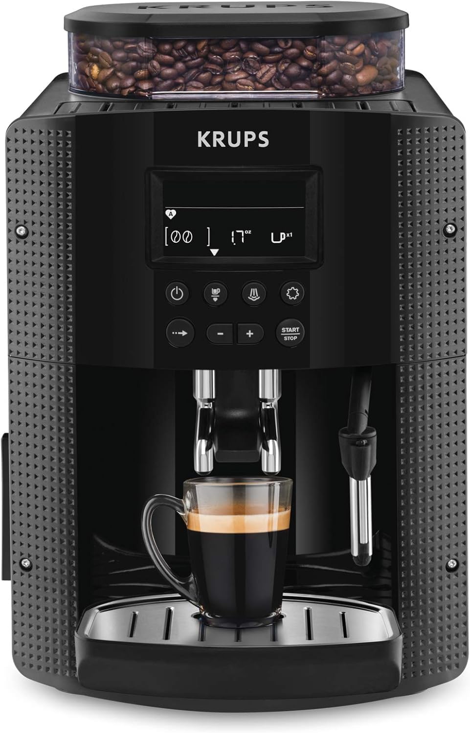 Krups Essential YY8135FD Cafetera espresso automática - Depósito de 1,7 L con molinillo integrado - Pantalla LCD y limpieza automática - Boquilla de vapor para cappuccino-Mavoraadecor
