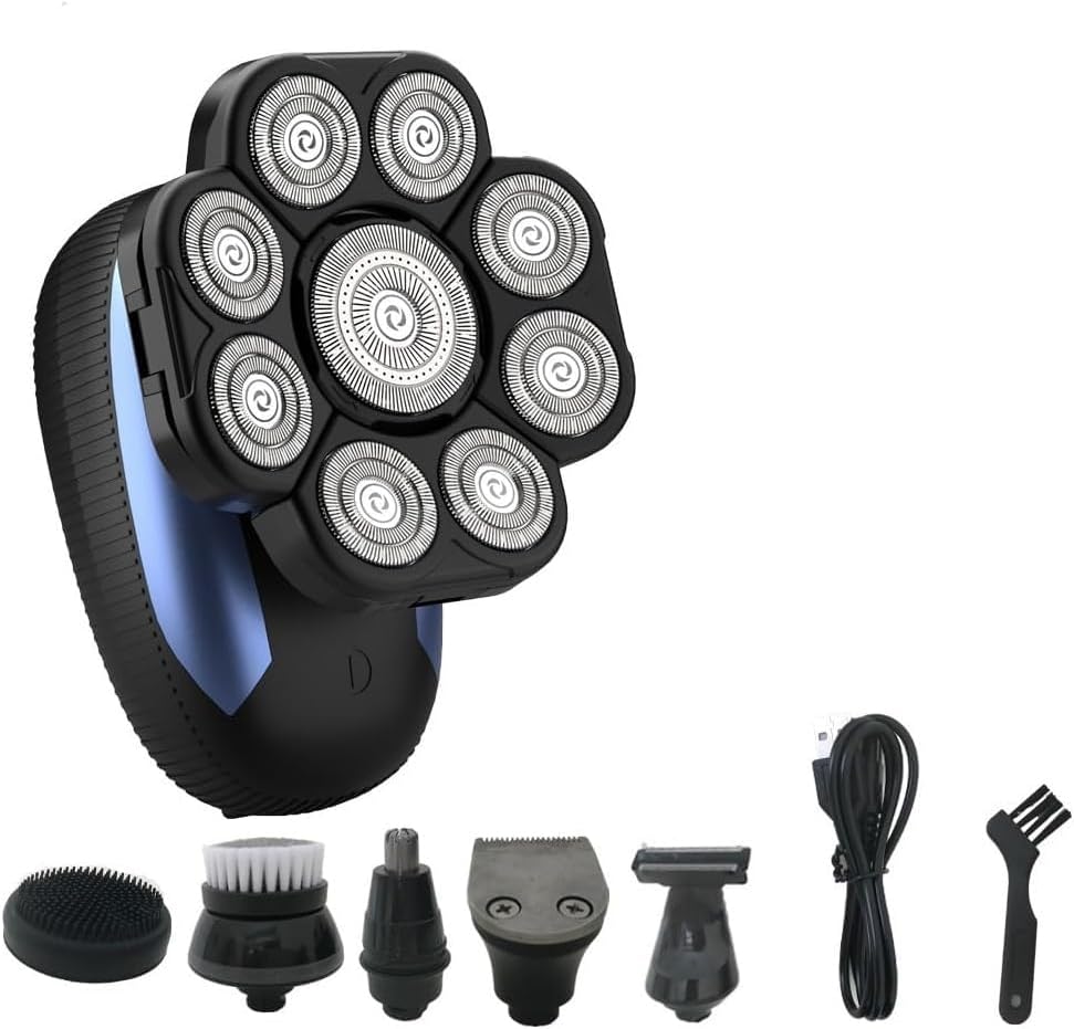Afeitadora eléctrica 9D para hombre - Seis funciones para cabeza y barba - Cabezales flotantes mejorados - Uso inalámbrico en seco y húmedo-Mavoraadecor