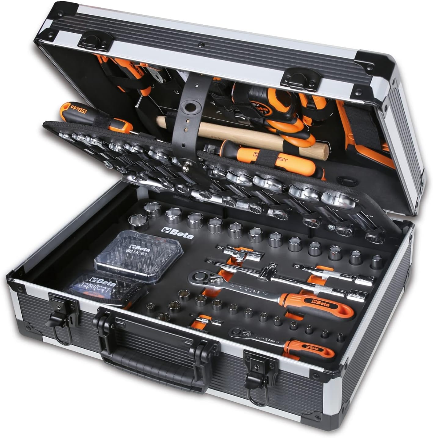 Beta Tools 2056EI 20 maleta de herramientas - Destornilladores llaves combinadas y hexagonales - Caja metálica negra - Tres compartimentos resistentes al agua-Mavoraadecor