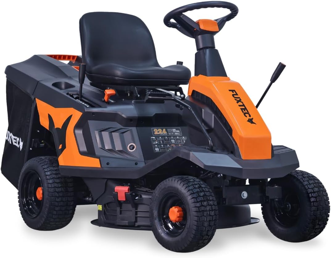 FUXTEC FX RMR66 tractor cortacésped de gasolina - Motor OHV de cuatro tiempos y arranque eléctrico - Corte de 66 cm - Bolsa de 150 litros para jardines amplios-Mavoraadecor