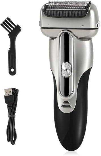 Afeitadora eléctrica de tres cuchillas para hombre - Sistema recíproco para cabeza calva - Carga mediante USB - Diseño compacto y recargable-Mavoraadecor