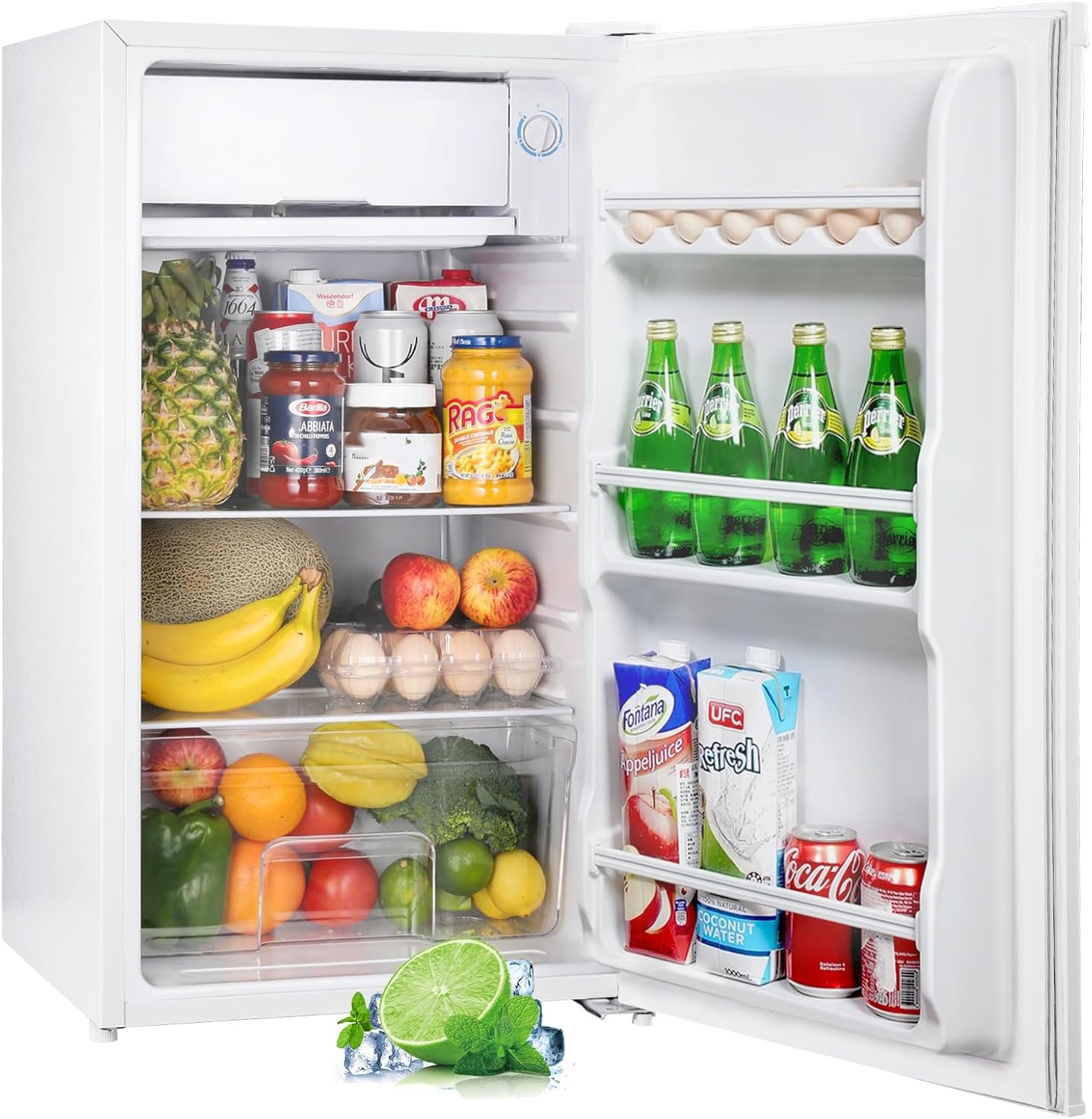 Upstreman BR321 mini frigorífico con congelador - Capacidad de 91 litros - Estantes ajustables y funcionamiento silencioso - Blanco compacto clase energética E-Mavoraadecor