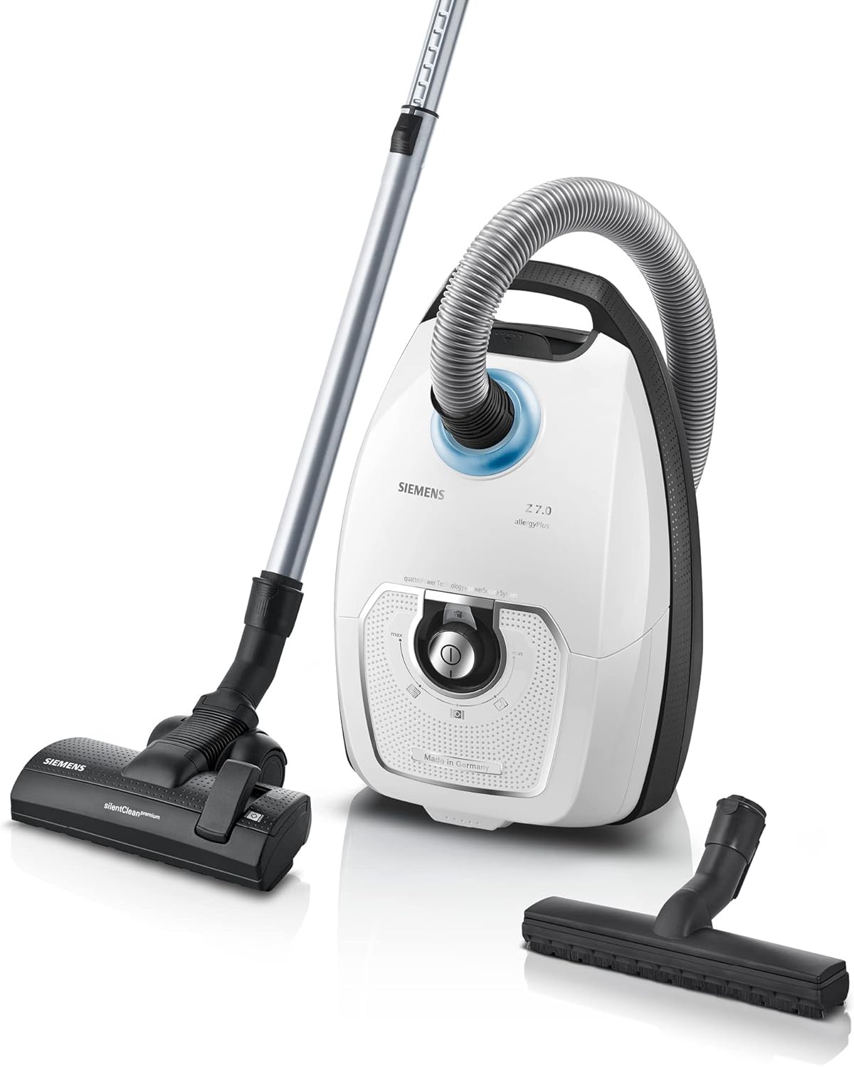 Siemens Z 7.0 VSZ7442S Aspiradora con bolsa - Capacidad de 5 L para parqué alfombras y baldosas - Filtro higiénico Plus - Funcionamiento silencioso y cable largo-Mavoraadecor