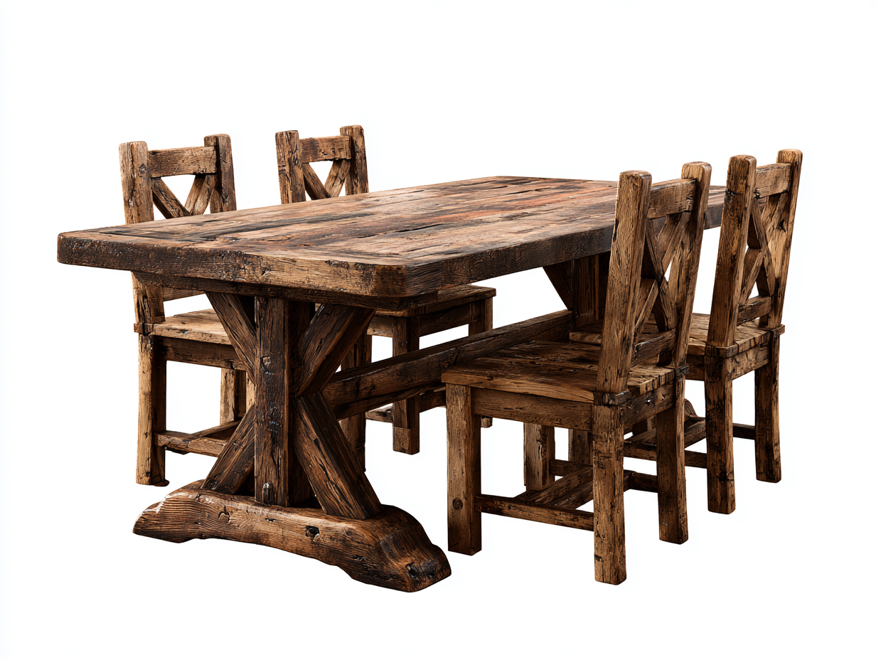 Conjuntos de comedor de jardín madera maciza 180x90x75 cm - marrón - mesa y 4 sillas - estilo rústico-Mavoraadecor