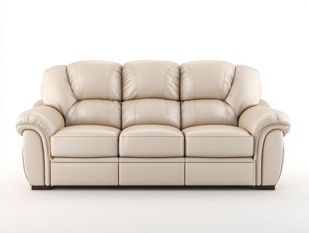 Sofás 3 plazas 205x95x90 cm - tapizado en piel sintética - beige - diseño confortable moderno-Mavoraadecor