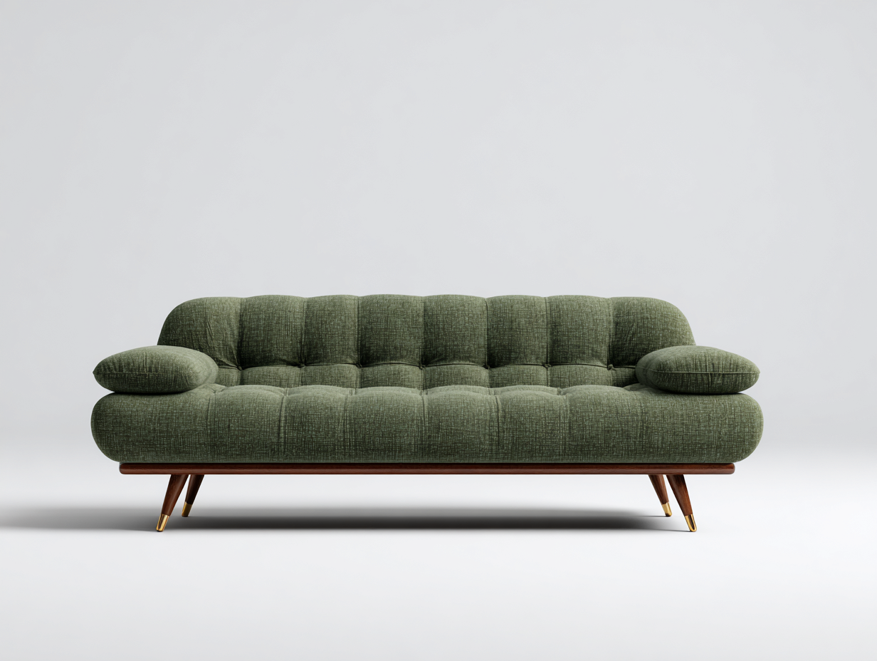 Sofás 3 plazas de tela 210x85x80 cm - verde - acolchado - diseño moderno para salón-Mavoraadecor